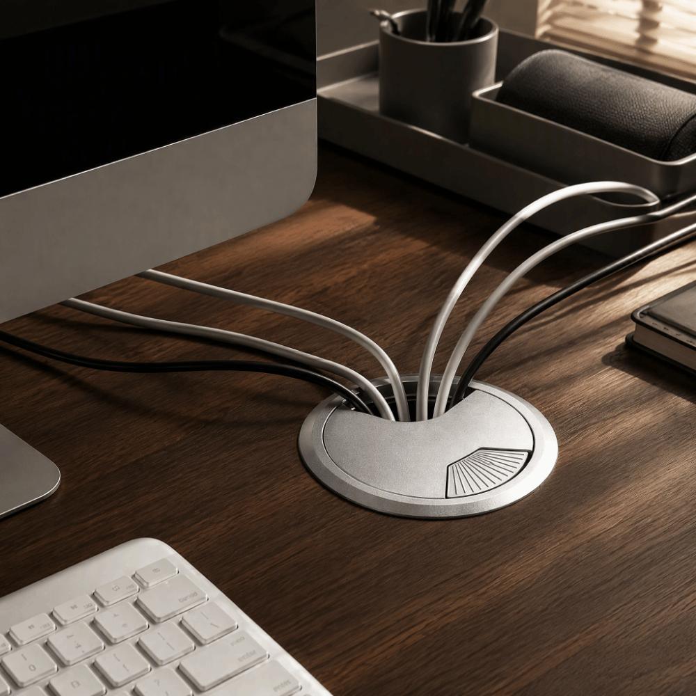6pcs ABS Desk Grommet Silver Cable Grommet Durable Hole Cover Home