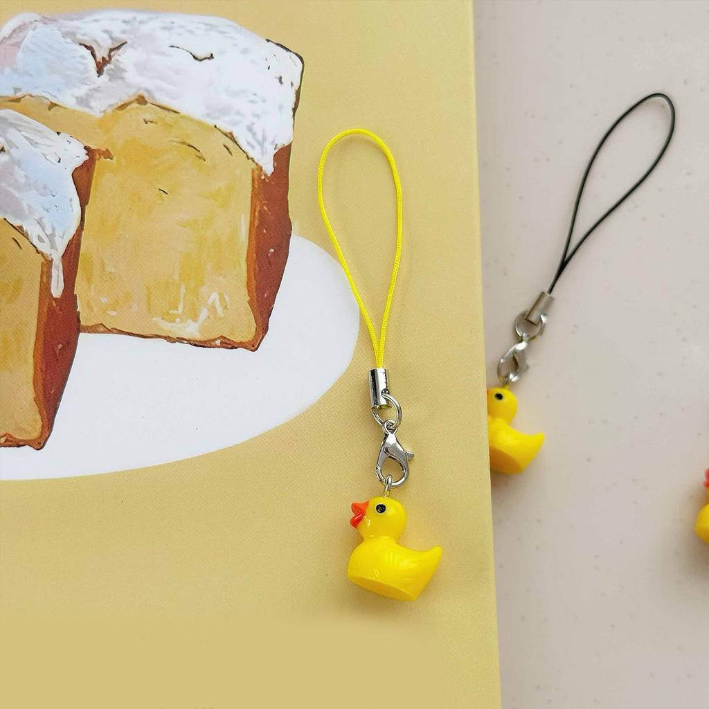 Желтый Утенок Ремешок для Мобильного Телефона Легкая Полимерная Подвеска Брелок Животное Брелок Подарок для Любителей Моды