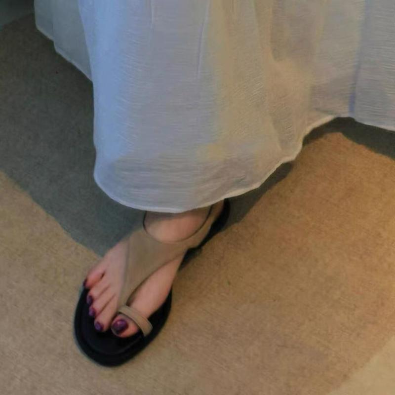 Fashion Vintage Flat Toe Herringside Sandals Women's 2025 New Summer Holiday Rome Sandals and Slippers for Outer Wear