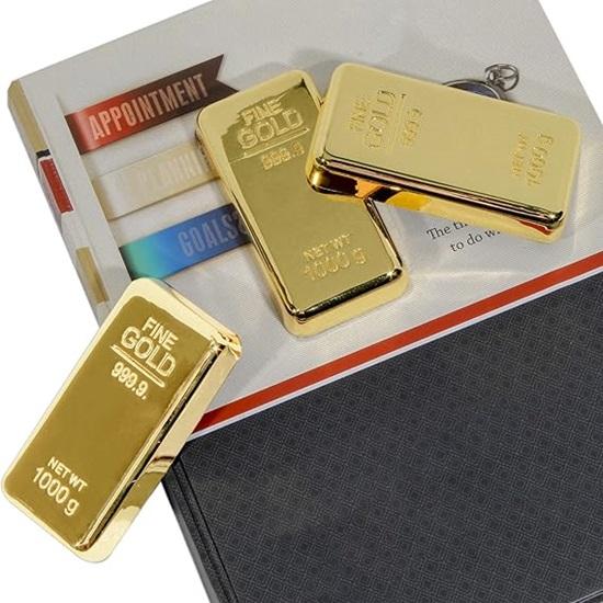 Pack of 3 Gold Bar Paper Weight for Office Table, Stylish Gift for Men, Women, Fancy Gifts for Birthday, Anniversary, Jewellery Shop Decoration