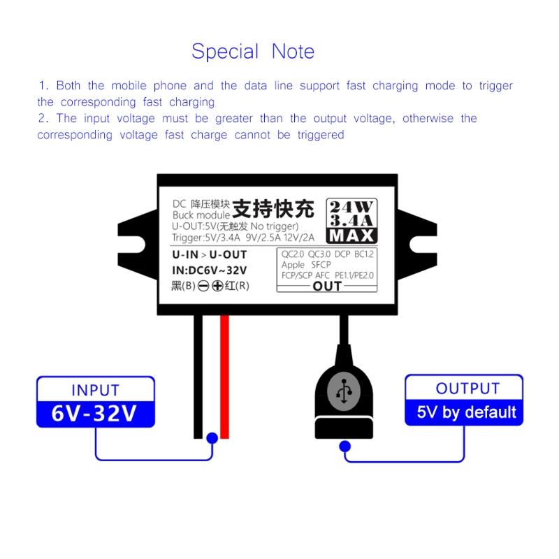 Универсальный импульсный USB-адаптер питания DC6V~32V на 5V~12V для автомобильного видеорегистратора, комплект для скрытой проводки