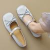 Модные балетки с квадратным носком и бантом для женщин, туфли мэри джейн с ремешком на щиколотке, удобные мокасины из шелка и кожи, туфли-лодочки с бантом, большой размер 43