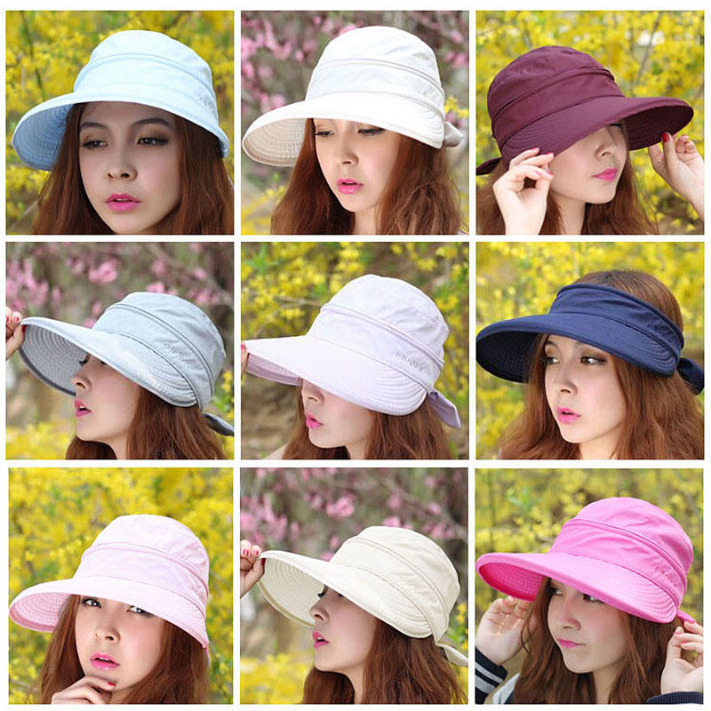 Summer Fashion Korean Style Bowknot Big Visor Cap Color Matching Beach Sun Hat