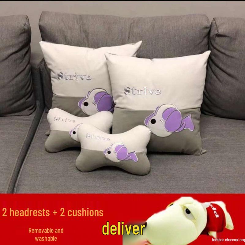 Car Neck and Lumbar Support Pillow Set – Cute Cartoon Design