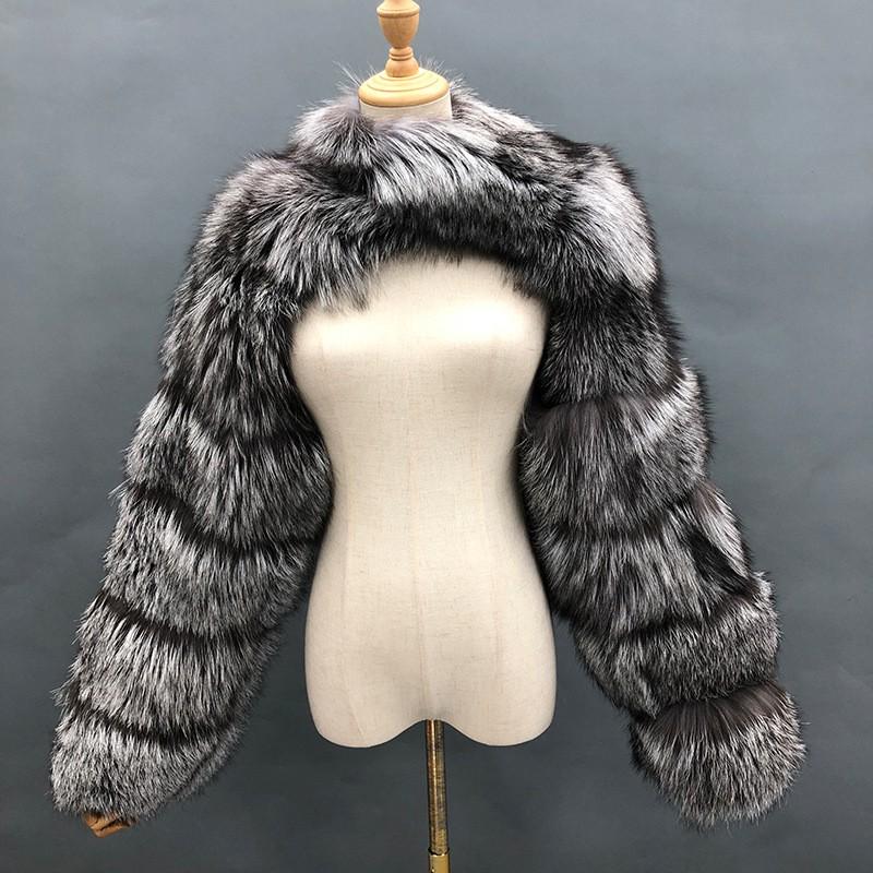 Womens Slim Fit Faux Fur Coat Stand Collar Long Sleeve Rabbit Trim Street Style Short Outerwear