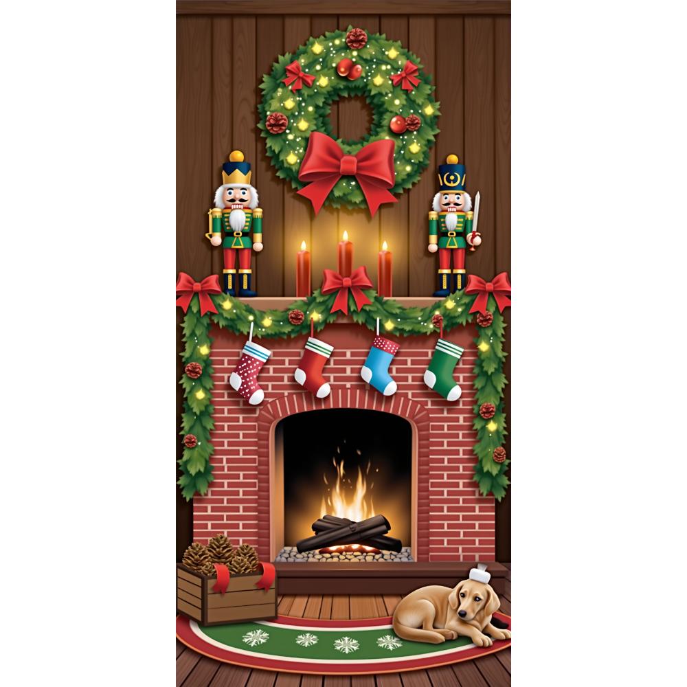 Santa Claus Read Gift List Lining for Christmas Doors Xmas Outdoor Decoration Door Cover for Front Door Home Xmas Party Supplies