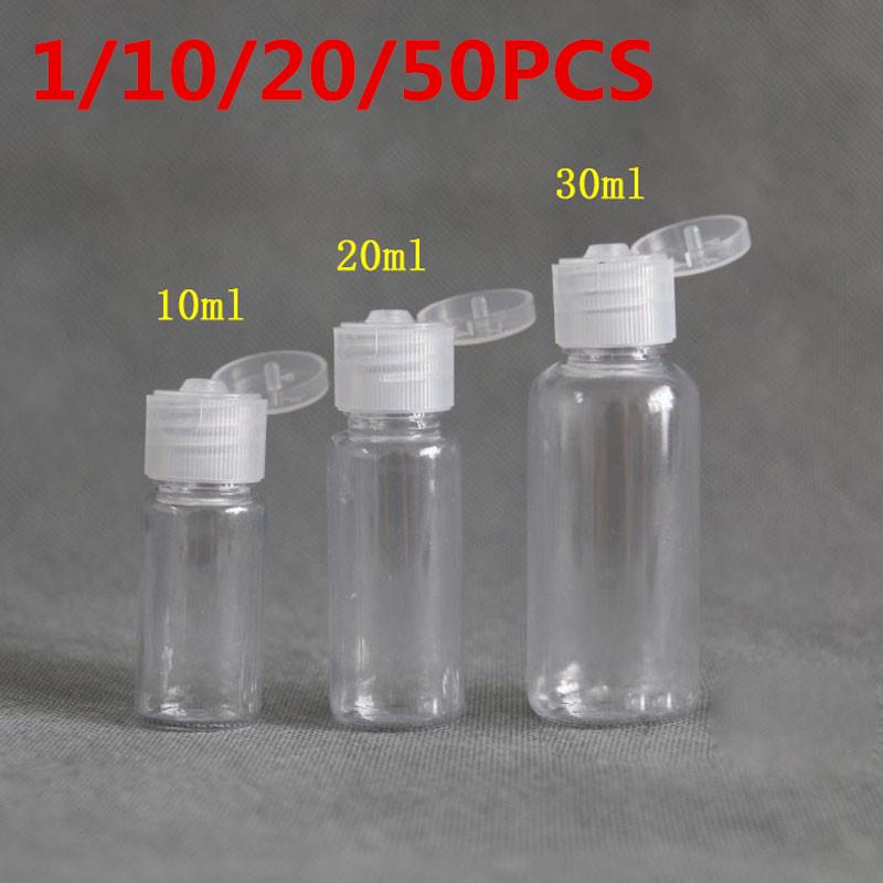 10/20/50PCS Plastic Empty Bottle Travel Lotion Liquid Bottles Dispenser Sample Flip Cap 5/10/20/30 ML