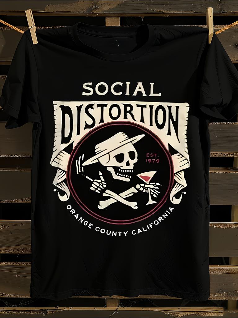 Social Distortion Vintage Punk Graphic T-Shirt Mens Tshirt Womens Tshirts with Letters Print Short Sleeves T-Shirt Casual Street Tee Shirt Top