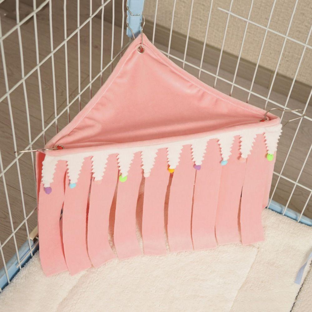 Мягкая палатка-гнездо для хомяка, треугольное угловое гнездо для хомяка, палатка для питомца с кисточками для клетки питомца