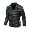 Men's Leather Motorcycle Jacket New Style Jacket Simple and Fashionable Stand Collar Men's Large Size Plus Fleece Leather Jacket