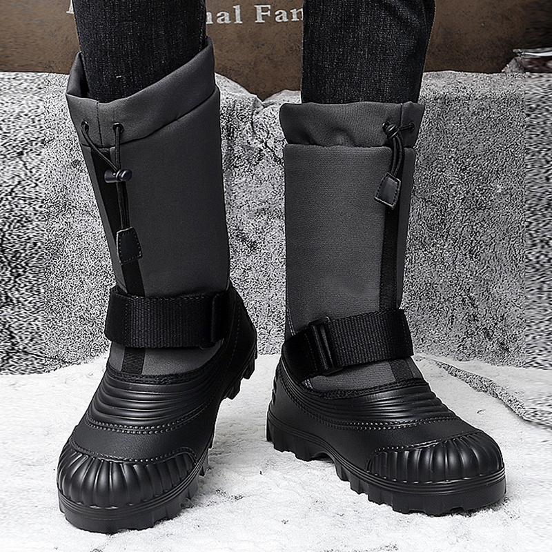 Мужские зимние теплые ботинки для снега, резиновые походные ботинки, уличные сапоги до колена, водонепроницаемые, большого размера