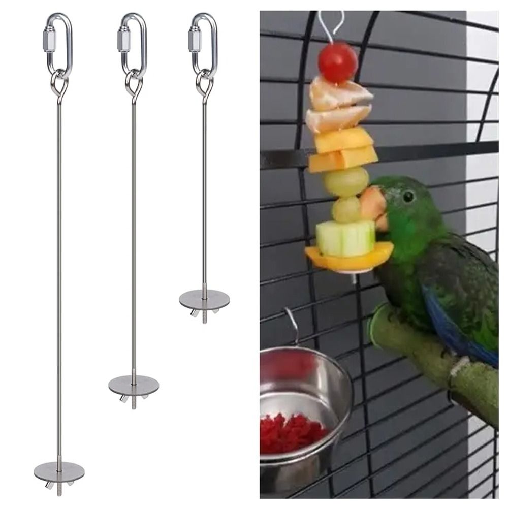 2Pcs Stainless Steel Bird Feeder for Cage Rust-proof Parrot Fruit Skewers Bird Foraging Toys Birds