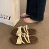2025 summer new outer wear French small sandals pregnant women beach flat sandals high sense two wear one word slippers women