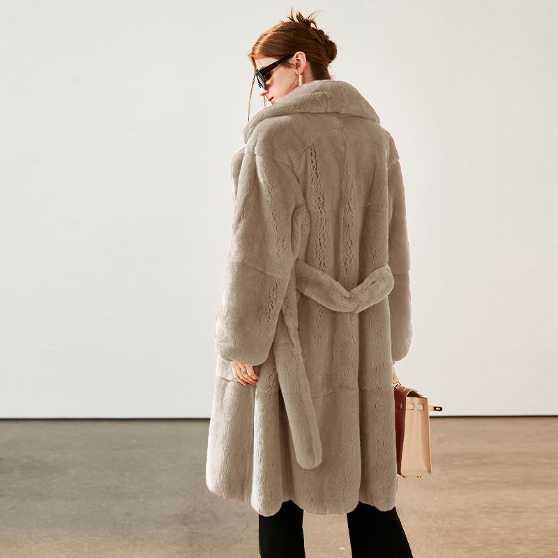 Женская длинная искусственная шуба с поясом, зимняя пушистая плюшевая женская куртка с отворотом, теплая, приталенная, плюшевая