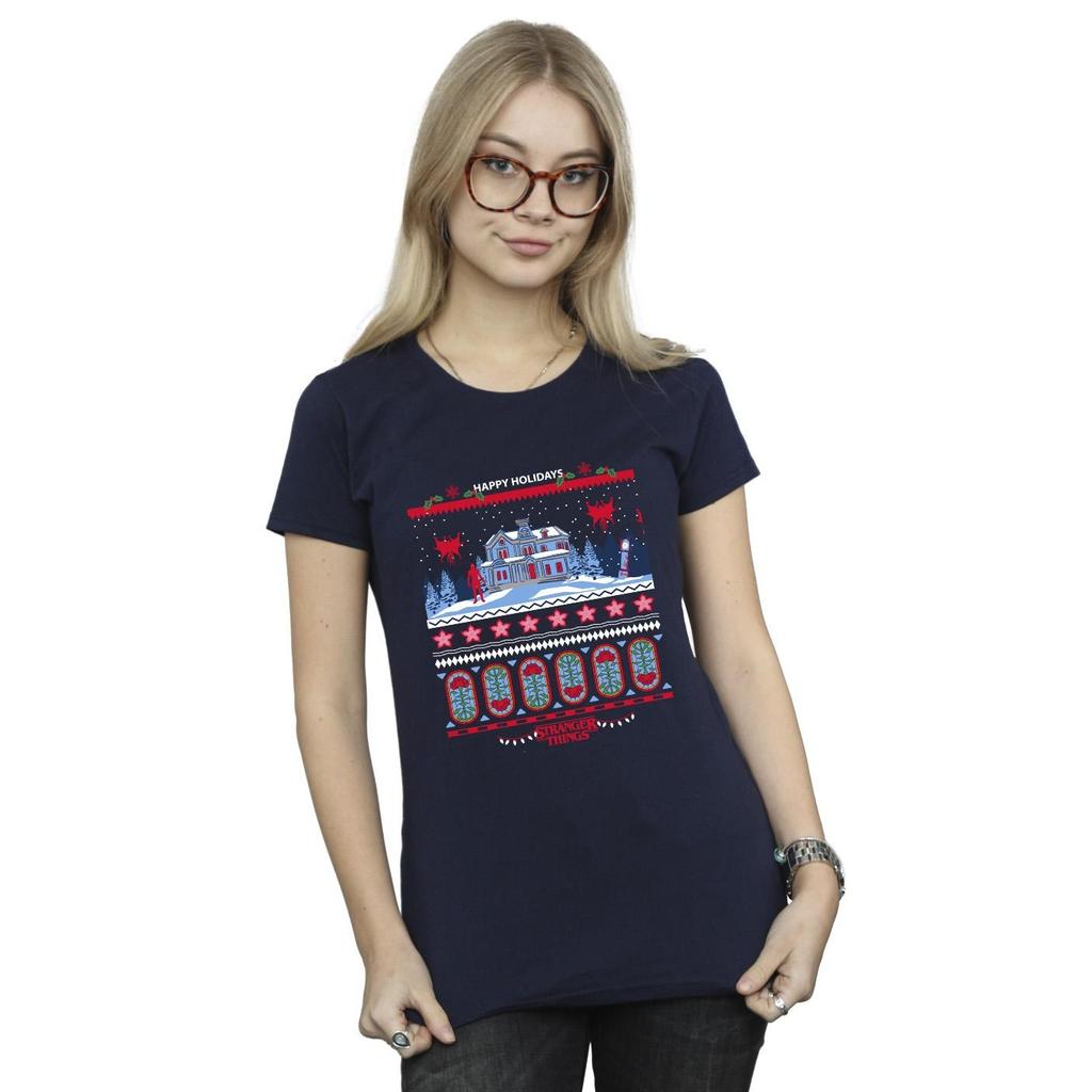 Netflix Womens/Ladies Stranger Things Fair Isle Cotton T-Shirt