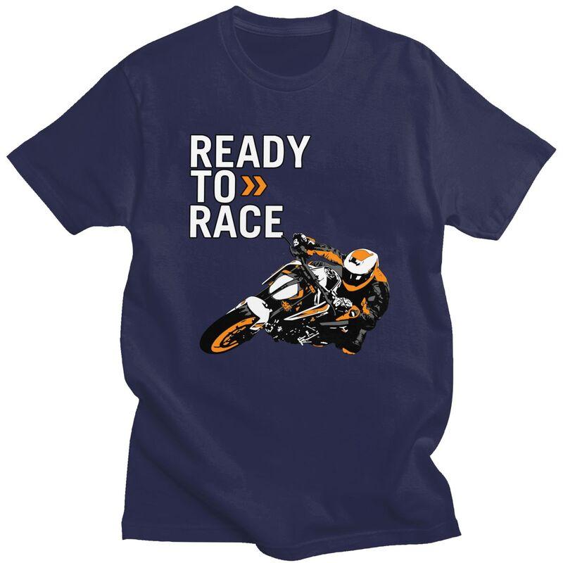 Мужская футболка Custom Handsome Ready To Race, с коротким рукавом, 100% хлопок, повседневная, с принтом Мотоциклетные гонки Enduro, модная футболка