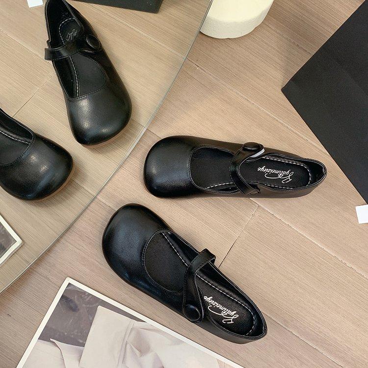 Туфли женские туфли на плоской подошве мягкие круглые повседневные платья с неглубоким вырезом новые летние пряжки однотонные повседневные простые стили