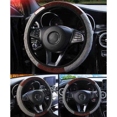 Чехлы на руль из искусственной кожи с деревянным узором, универсальный чехол на руль автомобиля