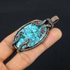 Tibetan Turquoise Pendant, 999 Copper Wire Wrapped Gemstone Jewelry, Handmade Pendant, For Thanksgiving