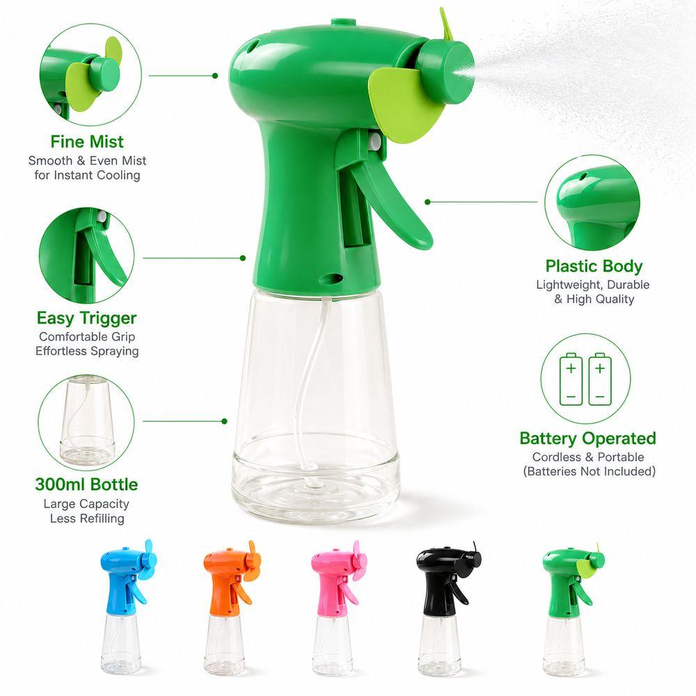 Battery Operated Water Spray Fan Plastic Portable Mist Fan New Handheld Misting Fan Beach Camping