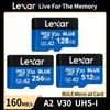 Lexar Синяя Micro SD-карта 128 ГБ, 256 ГБ, 512 ГБ, до 160 МБ/с, карта памяти microSDXC UHS-I с адаптером SD, C10, U3, A2, V30, Full HD, 4K UHD, высокоскоростная карта TF