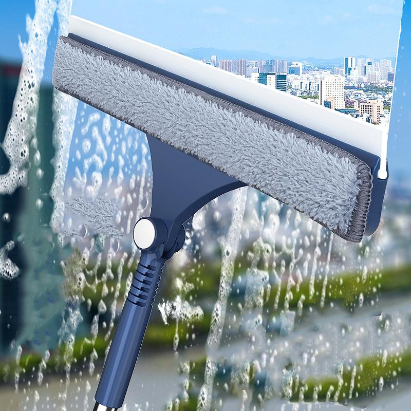 2 In 1 Window Mesh Screen Brush Window Cleaner Magic Broom Wiper Telescopic Long Handle Window Mop Squeegee Wiper Cleaning Tool