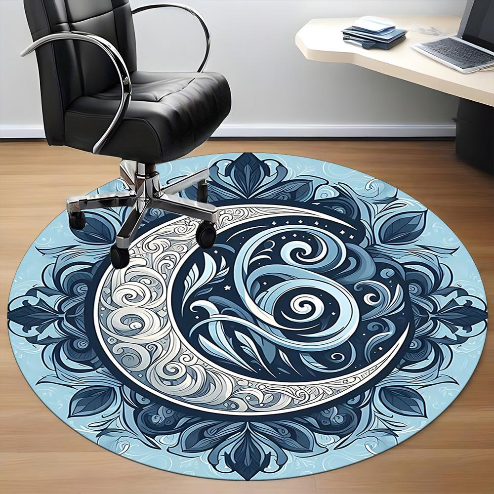 1pc Moon Swirls Office Round Area Rug,  Mat Suitable For Office, Under Office Chairs Bedroom Living Room Home Decor, Room Deco