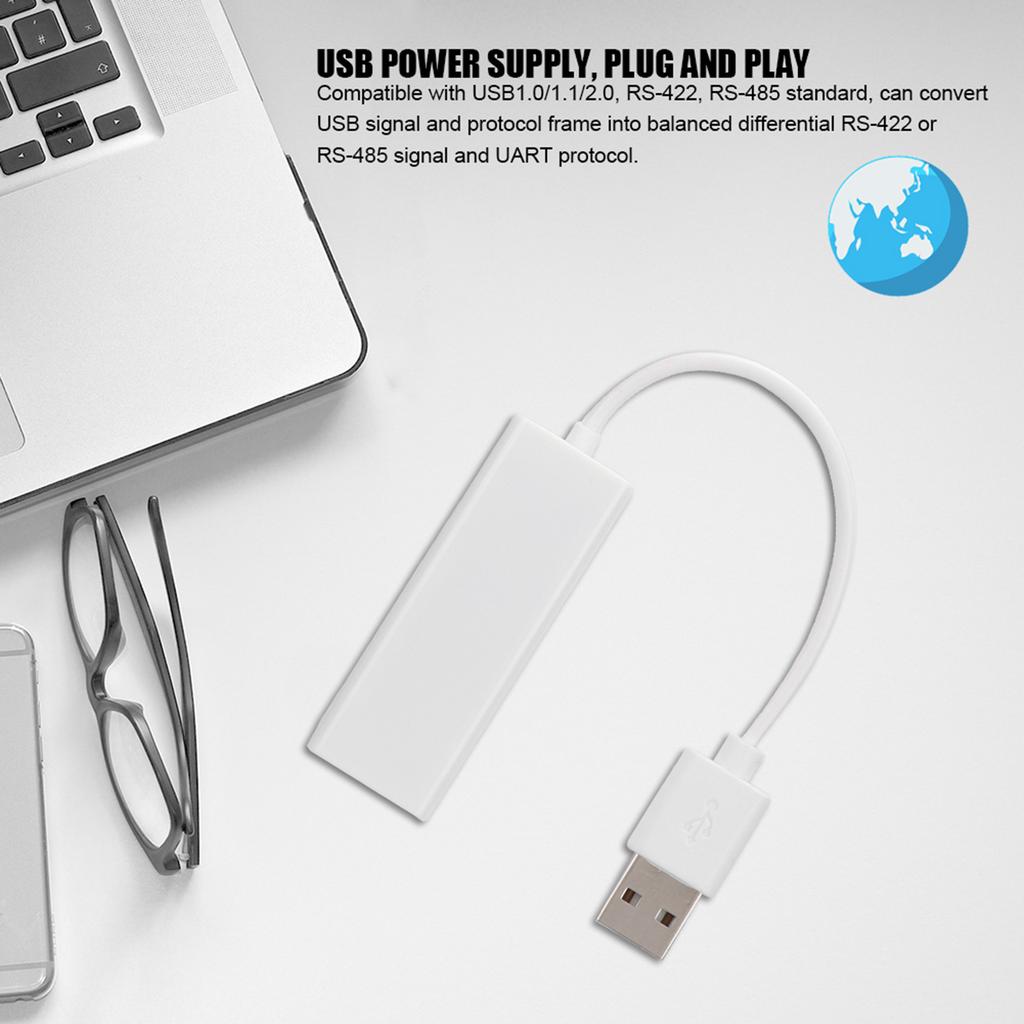 Industrial Grade USB to  /422 Port Converter RJ45 interface USB to 485 Adapter (White)