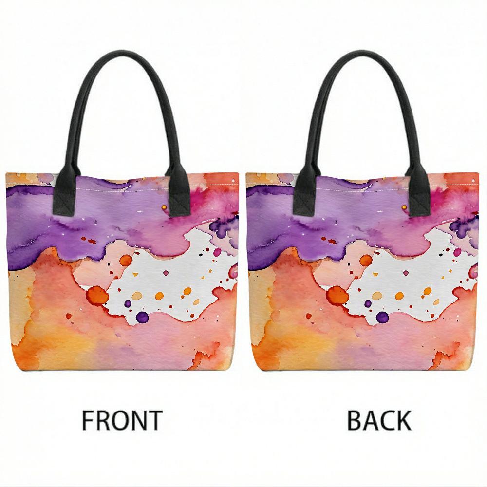 Watercolor Tote Bag Fashion Large Capacity Canvas Shoulder Bag for Daily Use