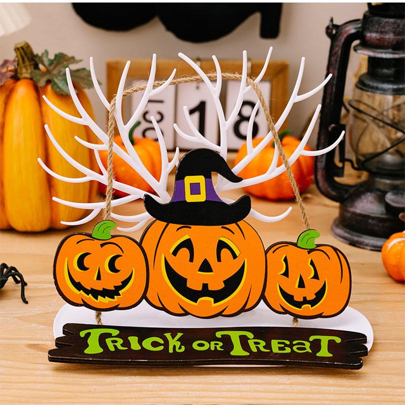 Деревянные украшения на Хэллоуин, гном, тыква, ведьма, настенная дверь, подвеска, хэллоуин, гадость или жизнь, украшение для вечеринки в честь Хэллоуина