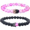 UEUC King&Queen Crown Distance Couple Bracelets His and Her Friendship 8mm Beads Bracelet