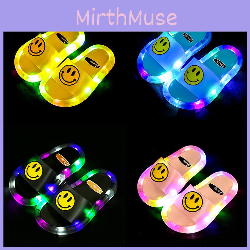 Светящиеся светодиодные тапочки-смайлики для детей, мягкие и нескользящие желеобразные летние сандалии