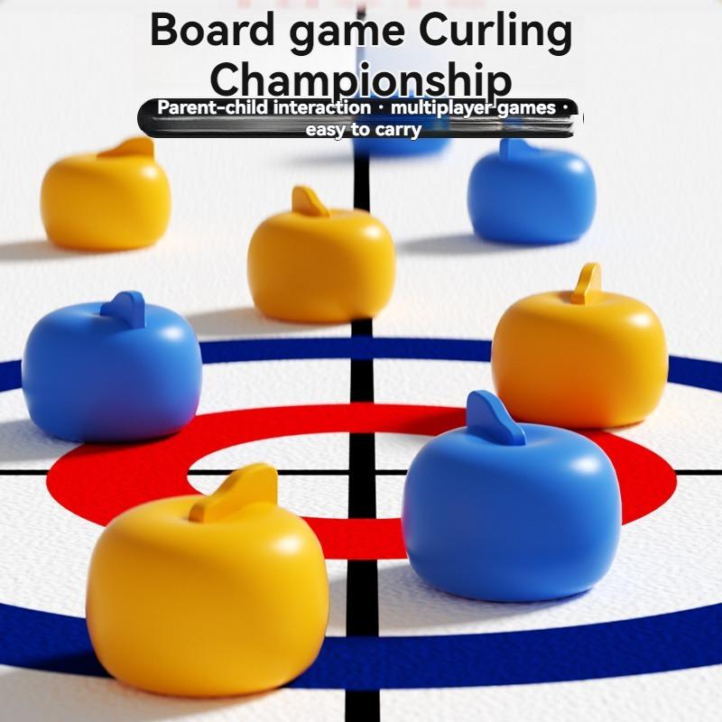 Family Fun Board Games Tabletop Curling Game With 8-16 Rollers & Shuffleboard Pucks Toys For Kids & Adults Family Party