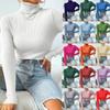 Autumn Winter Women Knit Solid Turtleneck Pull Sweater Casual Rib Jumper Tops Female Pullover Clothing