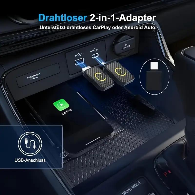 Новый беспроводной адаптер CarPlay Android Auto 2 в 1, беспроводной WiFi BT5.0, умный ключ Plug and Play, беспроводной мини-бокс, быстрое подключение