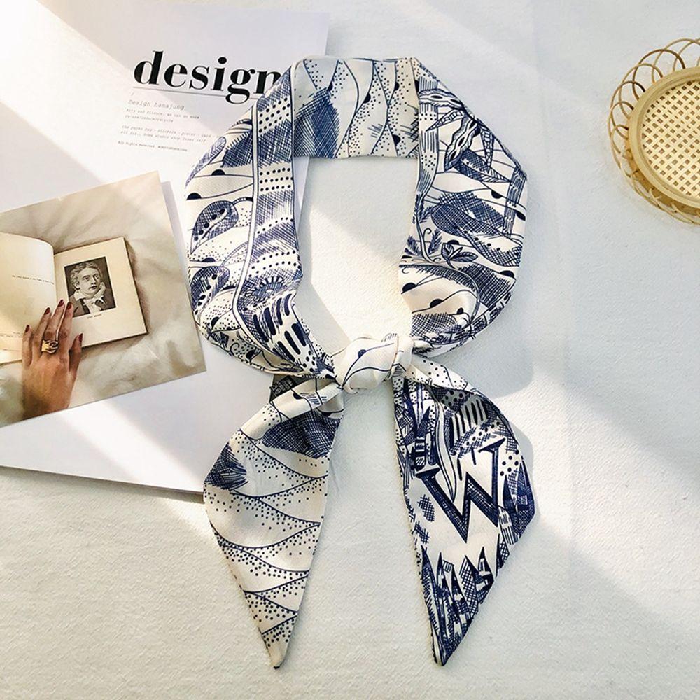 Шелковый шарф с цветочным принтом, шарф для волос, шелковый шарф, повязка на голову, женский головной убор, повязка на голову в корейском стиле