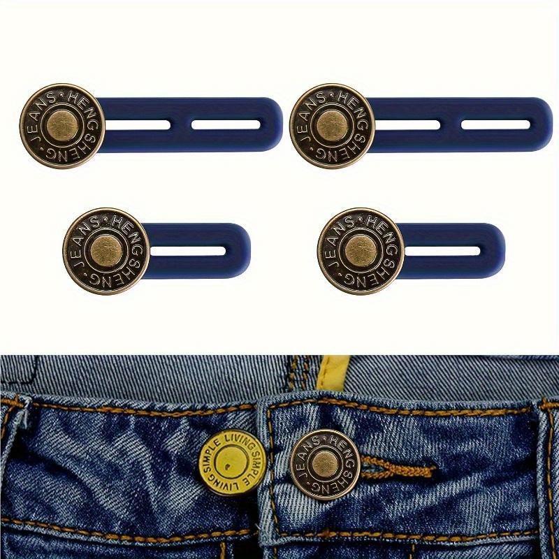 4-piece adjustable denim button extender - медленная пуговица с синей пластиковой ручкой, унисекс эластичный удлинитель пояса