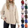 Women's Fashion Casual Long Sleeve Solid Color Hooded Sweatshirt Tops