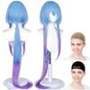 CaseEden Cosplay Wig, Long, 120cm, Heat Resistant, Light Blue and Purple, Includes 2 Wig Nets (WIG6034)