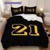 Yellow-green sports jersey number bedding, duvet cover, pillowcase, home decoration, birthday gift (1 * duvet cover+2 * pillowcase, coreless)