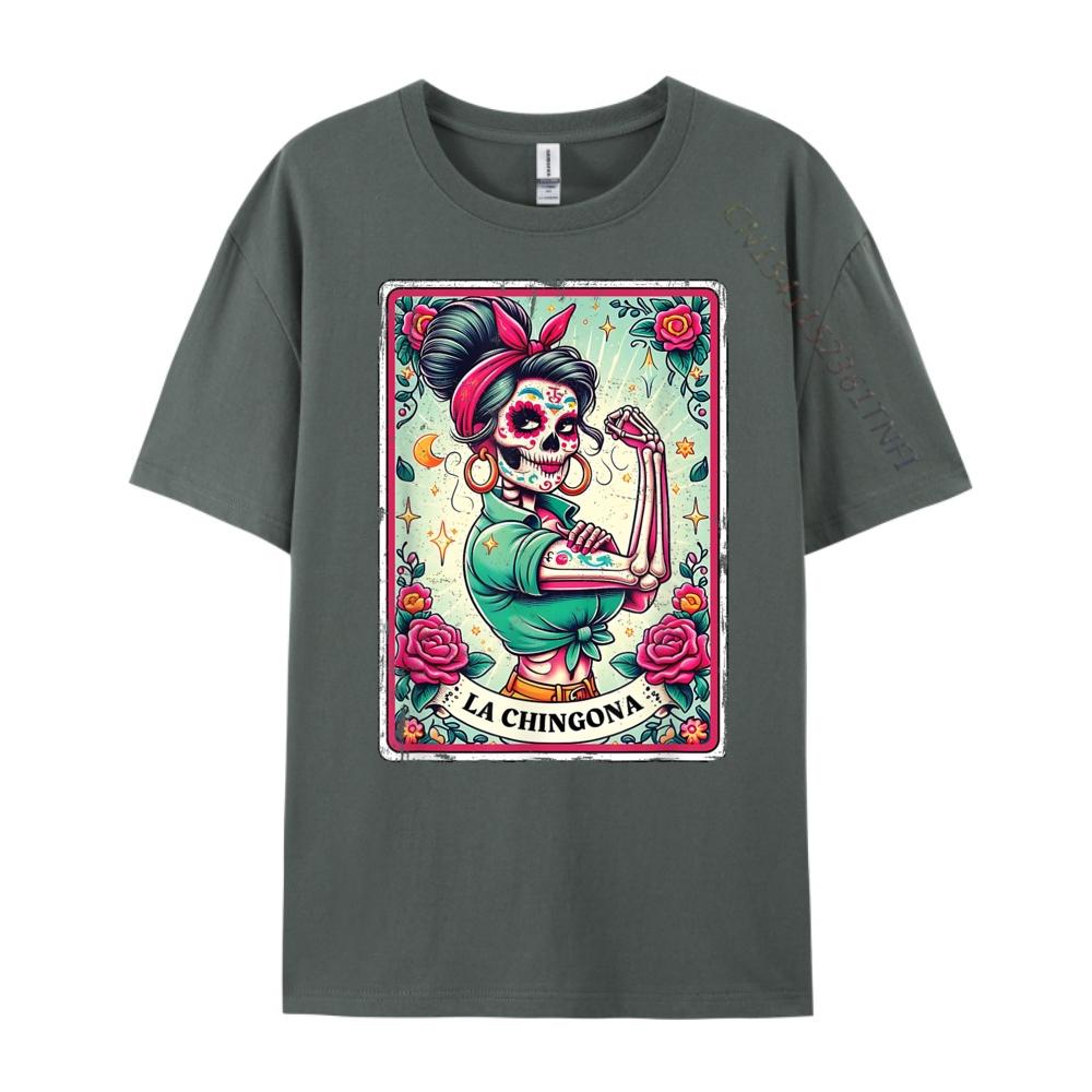 La Chingona Tarot Card Funny Spanish Slang Latina Power Designer T Shirt Unisex Camisetas Cool Printed Tops & Tees