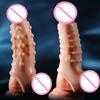 Reusable Penis Sleeve Cock Extender Condom  Penis Cuff Thickened Testicle Ring Male Sex Toys