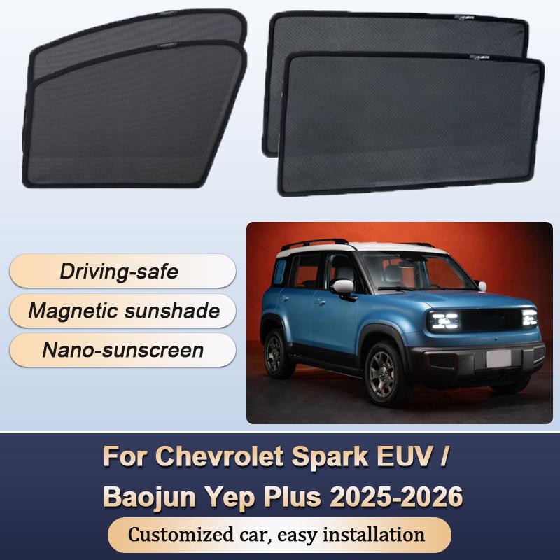 Sun Shades For Chevrolet Spark EUV Baojun Yep Plus 2025 2026 Sunshades Magnetic Heat insulation Mesh Curtains Visor Accessories