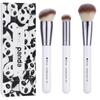 White Makeup Brushes 3Pcs Foundation Contour Brush -Concealer Brush- Blusher Brush Face Kabuki Blending Makeup Brush Set