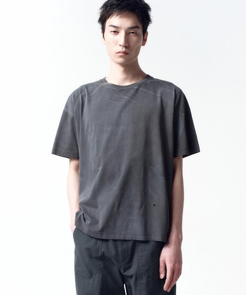 INSILENCE Distressed Crop Boxy T-Shirt Charcoal