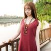 Wholesale Price Hot Sale for Women Necklace Long Hand Made Bead Wood Elephant Pendant Ethnic Style
