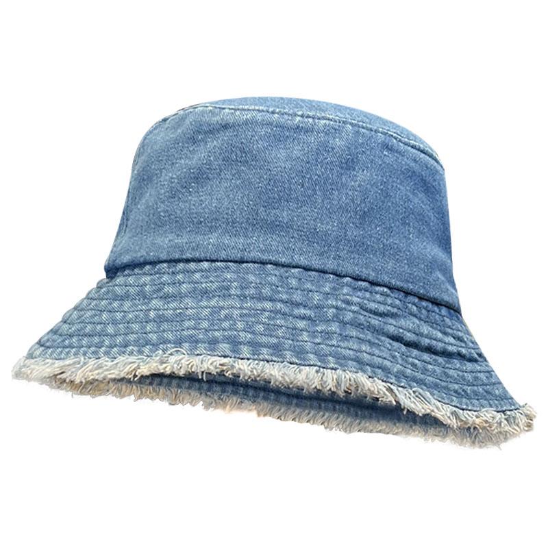 Корейская версия джинсовой шляпы рыбака для женщин на весну и осень, новая ретро-меховая опушка повседневная простая шляпа-тазик