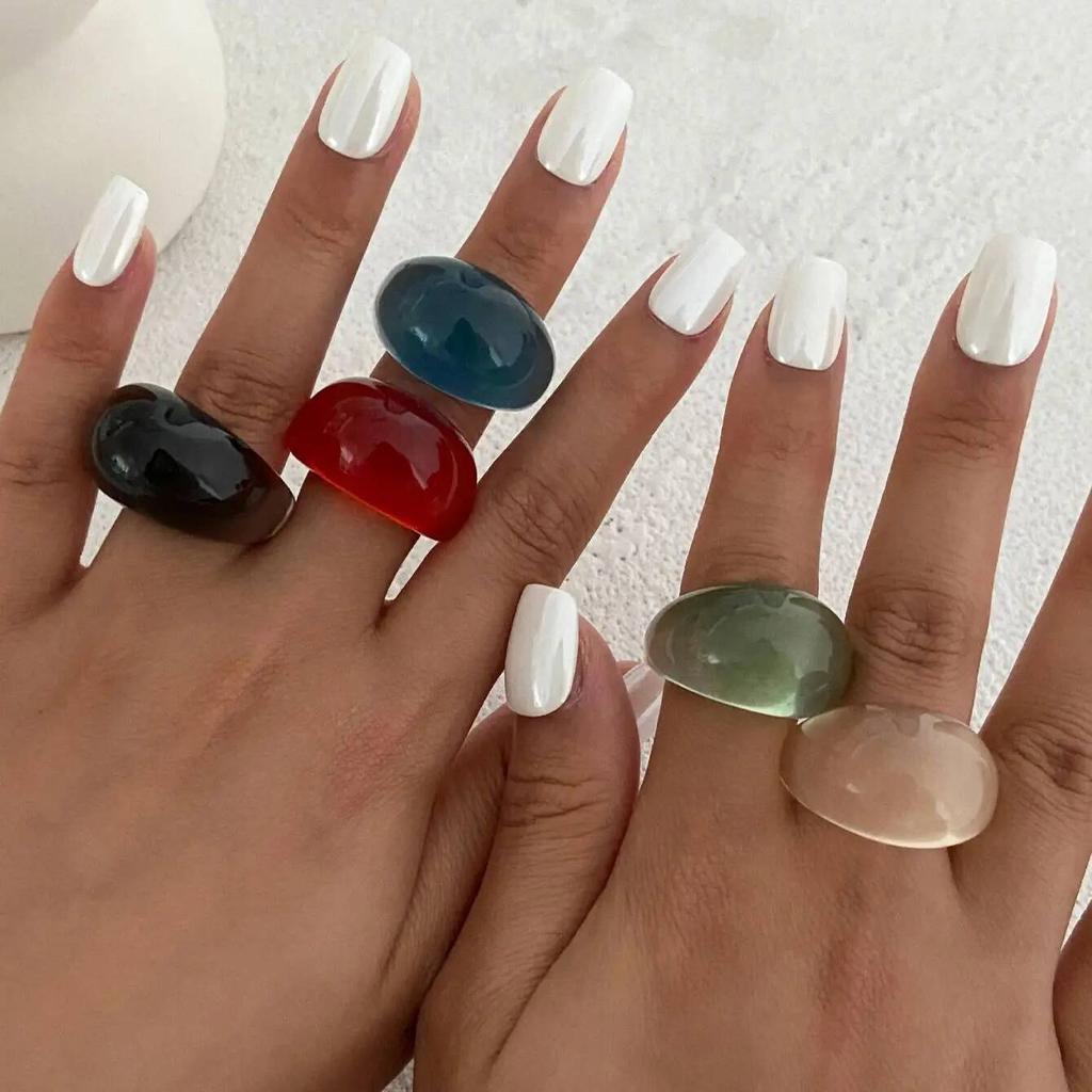 Salircon Creative Colorful Resin Acrylic Finger Rings for Women 2026 New Fashion Irregular Geometric Ring Aesthetic Jewelry Gift