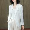 Женский полосатый шелковый блейзер весенне-летнего темперамента, профессиональный модный женский костюм из шелка тутового дерева
