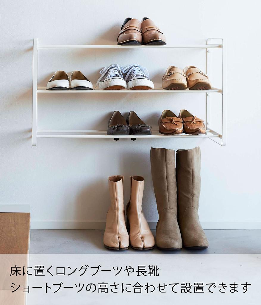 Пинцет для досок Yamazaki Jitsugyo и шурупы для дерева Настенная полка для обуви для гипсокартона 3 x D25 x башня Плавающая обувь легко крепится крючками 4506 [Гипсокартон